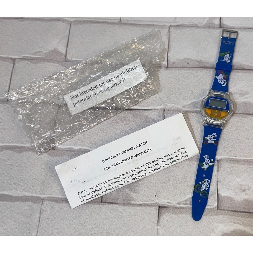 Vintage 1996‎ Pillsbury Doughboy Talking Watch Blue Digital Collectible New